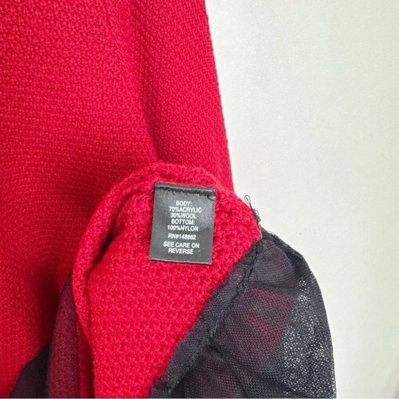 Torrid Womens 2X Wool Red Tulle  Trim Sweater - Picture 8 of 11